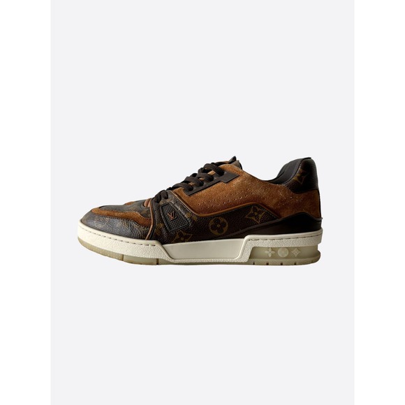 Louis Vuitton Brown Suede Monogram Trainers - Picture 3 of 8